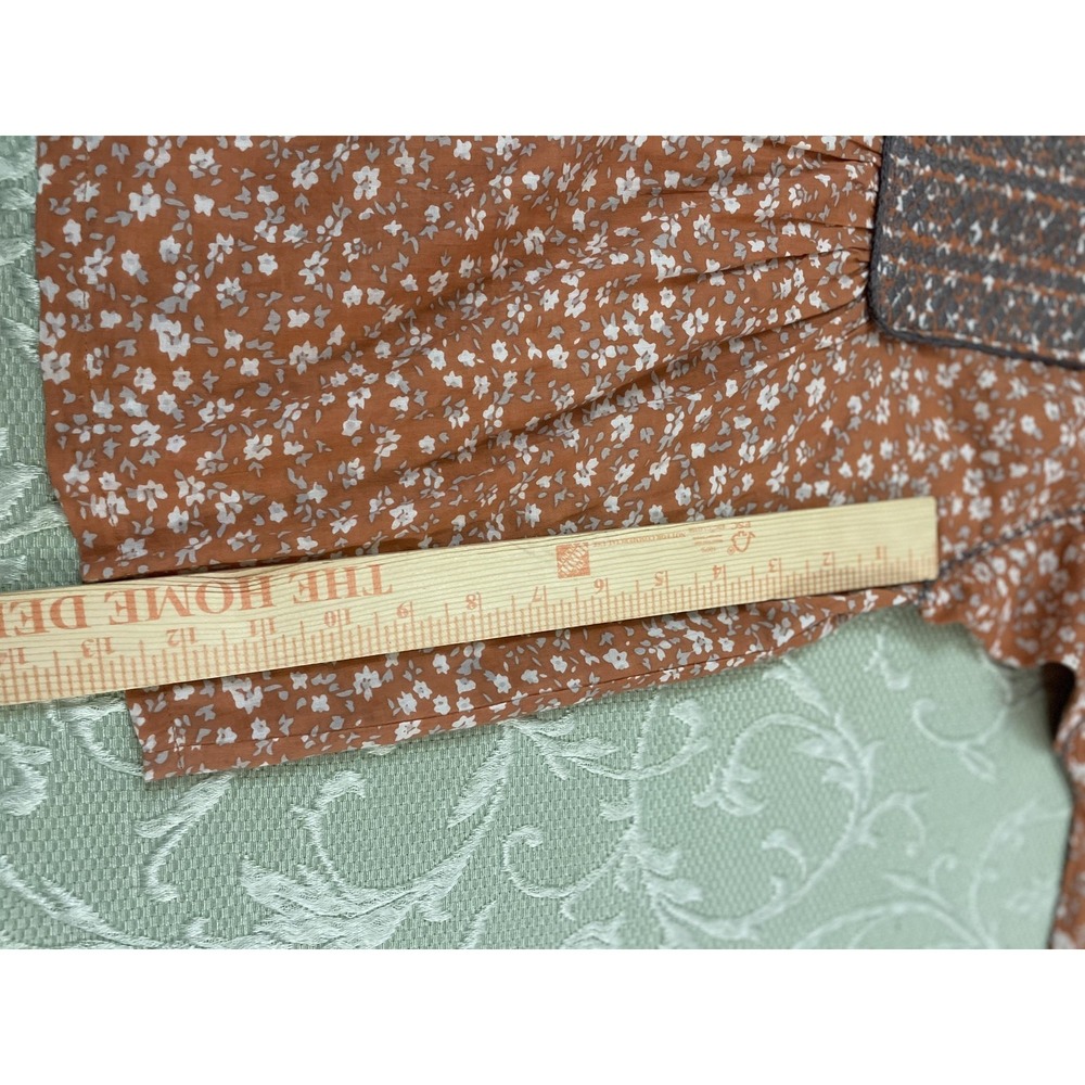 Sister Mary Blouse Womens Small Orange Floral Embroidered Boho Tunic Henley Top - Picture 8 of 16